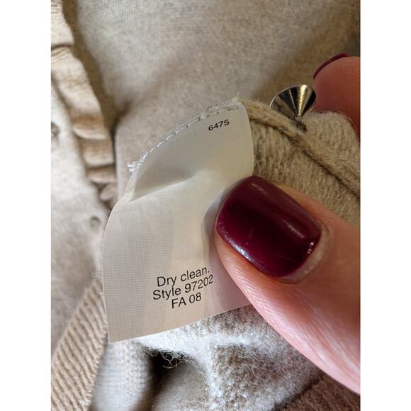 J.Crew Oatmeal Cashmere Blend Ruffle Trim Cardigan Feminine Coquette Small - Picture 5 of 7